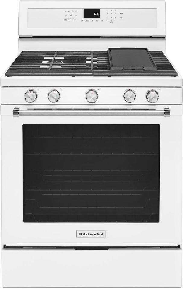 KitchenAid® 30" White Free Standing Gas Range